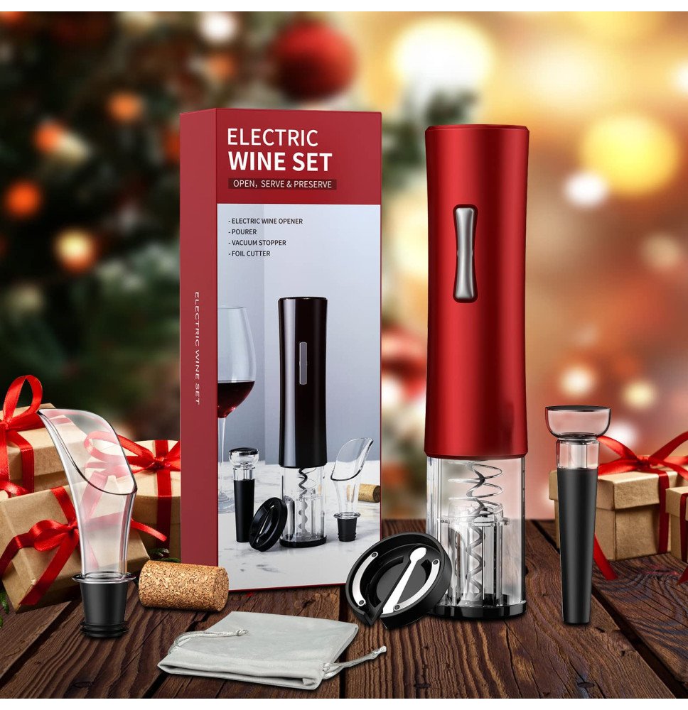 Set de abridores de vino eléctricos con cortador de papel para amantes del vino