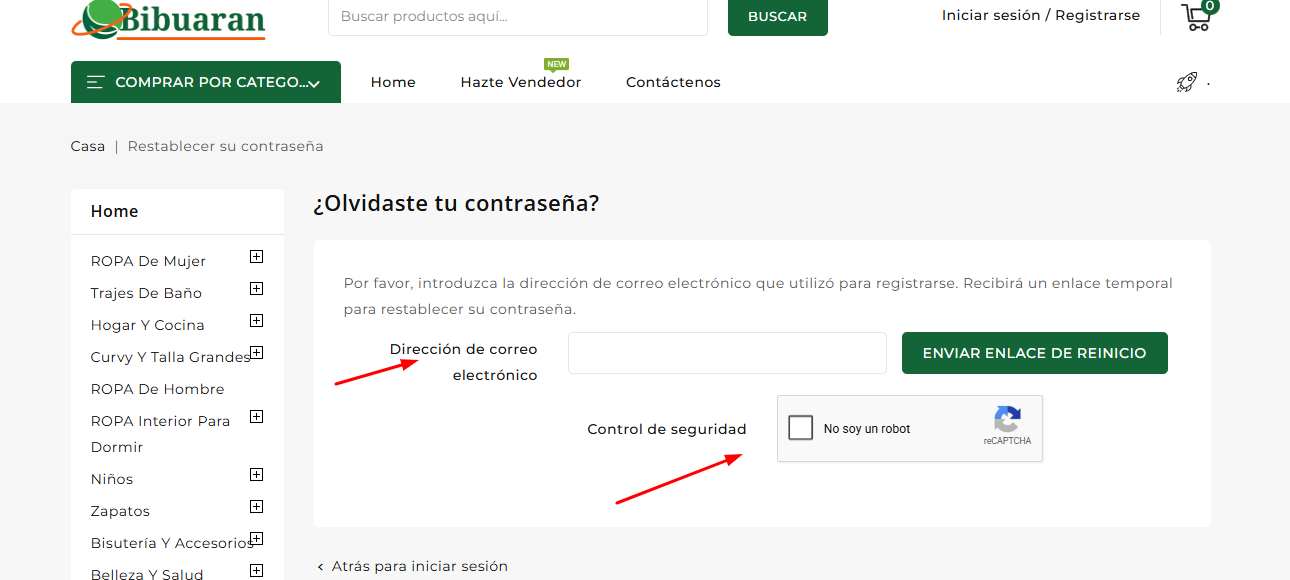 Reiniciar la contraseña en bibuaran.con