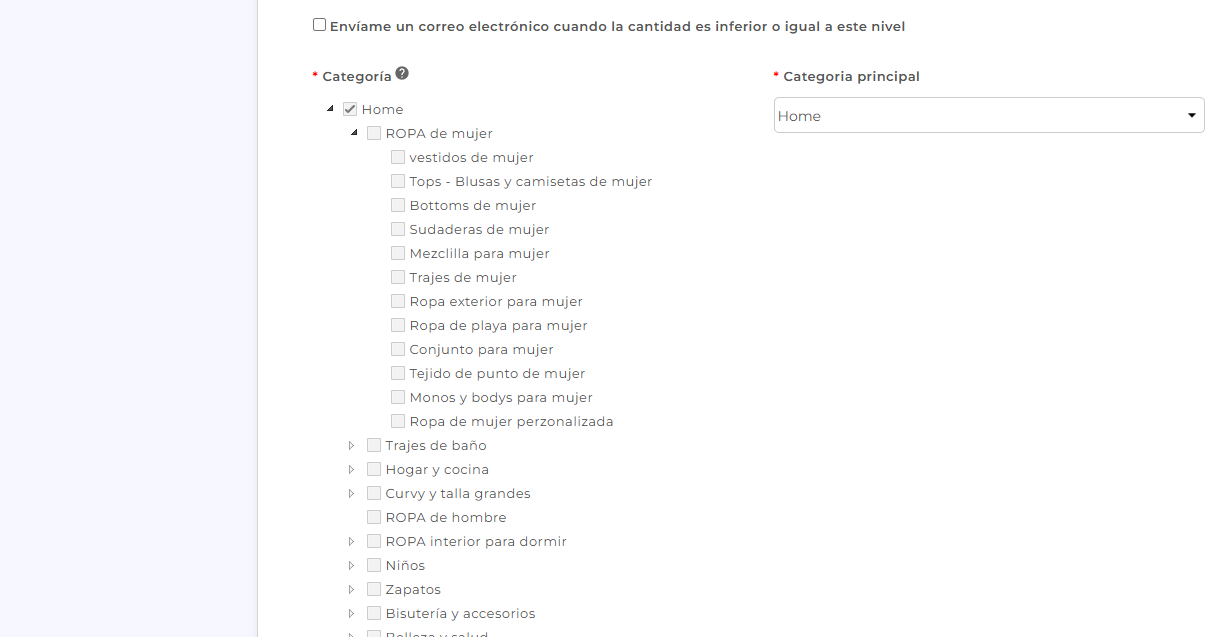 Seleccionar categoria